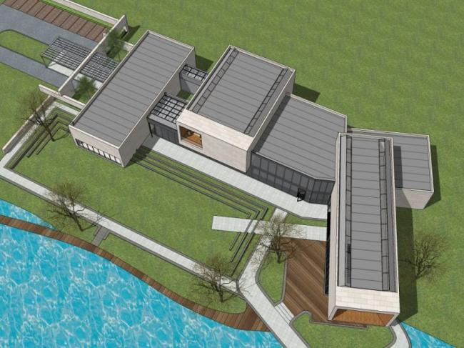 Sketchup文化模型|多层美术馆，文化建筑，现代风格