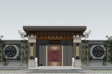 Sketchup小品模型|门头，中式风格，小品，大门-BIM建筑网