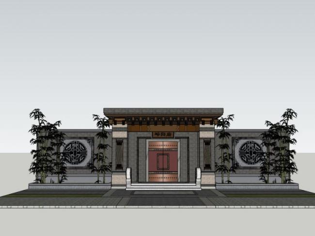 Sketchup小品模型|门头，中式风格，小品，大门