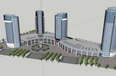 Sketchup综合体模型|酒店办公楼会议中心综合体，超高层，现代风格-BIM建筑网