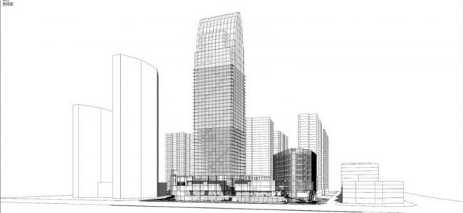 Sketchup综合体模型|超高层综合体，现代风格
