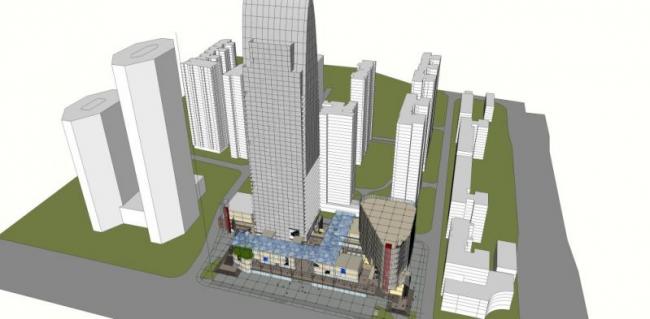 Sketchup综合体模型|超高层综合体，现代风格