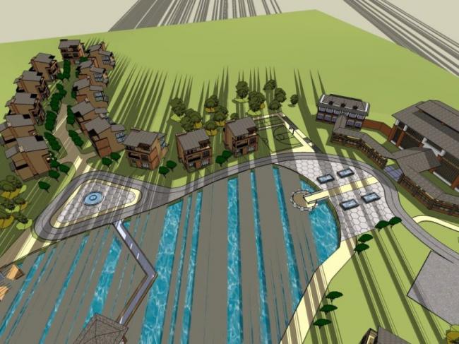 Sketchup景观模型|滨水景观，住宅景观，现代风格