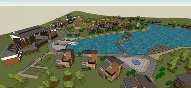 Sketchup景观模型|滨水景观，住宅景观，现代风格
