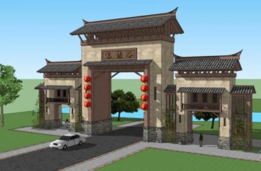 Sketchup小品模型|城门，中式风格，小品-BIM建筑网