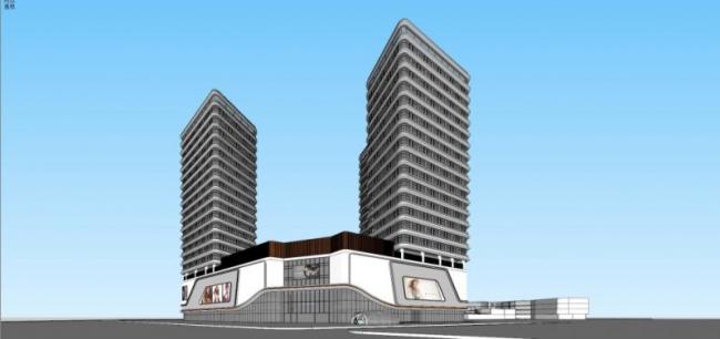 Sketchup综合体模型|多高层商业综合体，现代风格