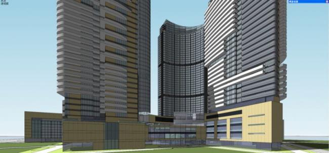 Sketchup综合体模型|超高层综合体，现代风格