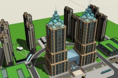 Sketchup综合体模型|多高层城市综合体，现代风格-BIM建筑网