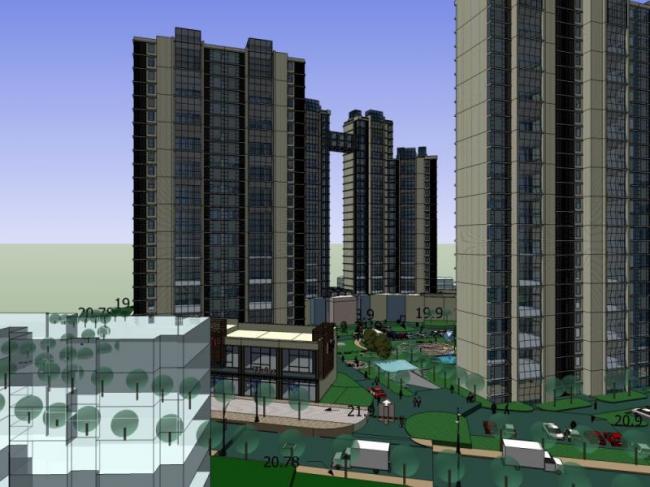 Sketchup住宅模型|高层住宅，居住建筑，现代风格