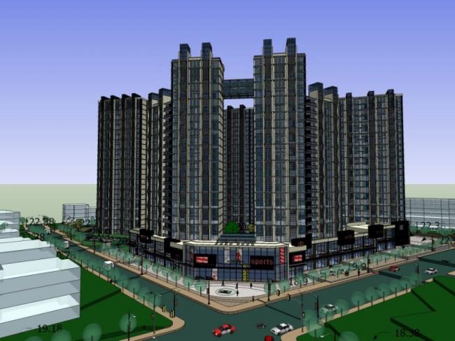 Sketchup住宅模型|高层住宅，居住建筑，现代风格