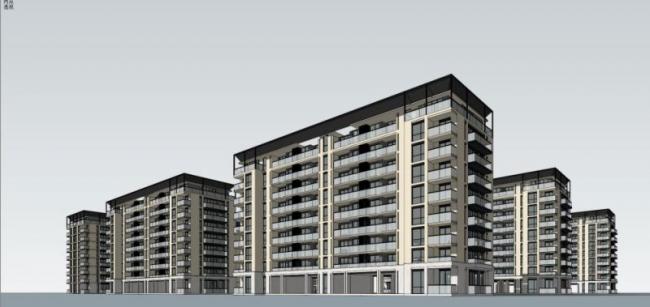 Sketchup住宅模型|小高层住宅，居住建筑，现代风格