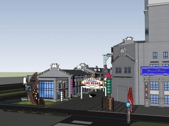 Sketchup商业模型|多层商业街，现代中式风格