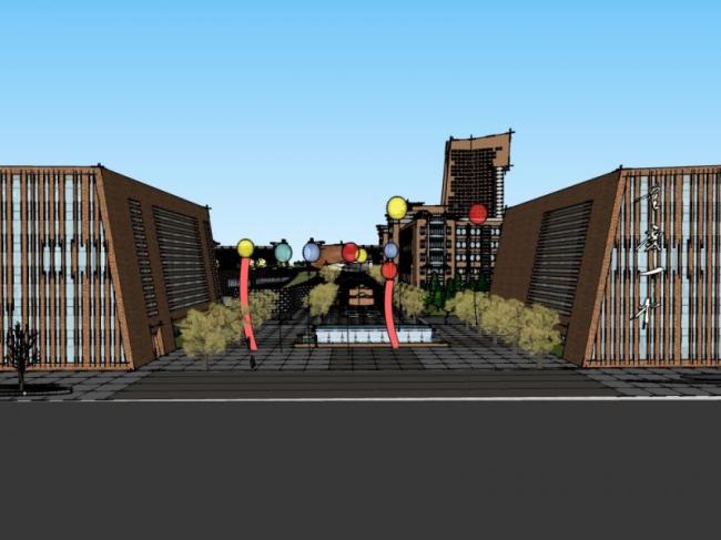 Sketchup学校模型|多高层学校中学，校园教育建筑，现代风格