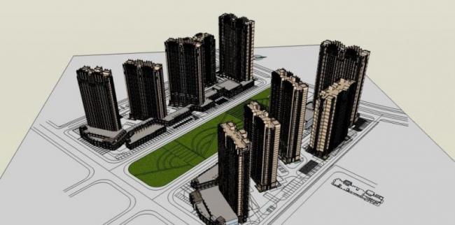 Sketchup住宅模型|高层住宅，阿戴克风格，古典风格