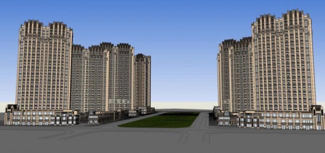 Sketchup住宅模型|高层住宅，阿戴克风格，古典风格