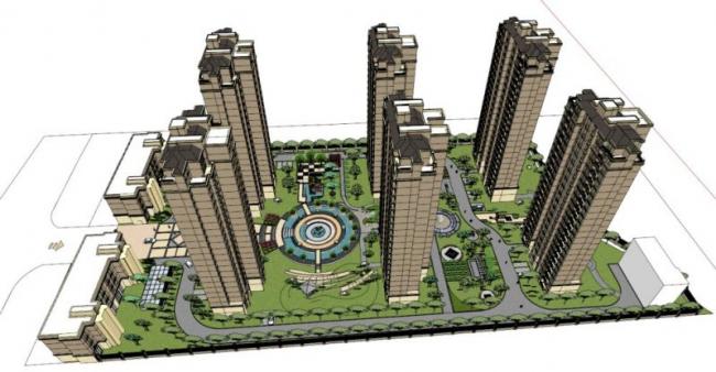 Sketchup住宅模型|高层住宅小区，坡顶，居住建筑，古典风格