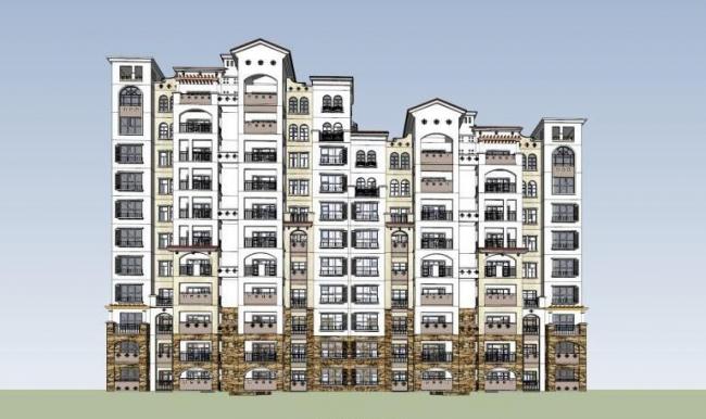Sketchup住宅模型|高层住宅小区，地中海风格，西班牙，古典风格