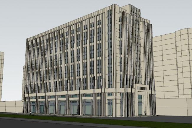 Sketchup办公模型|多层办公大楼，古典风格