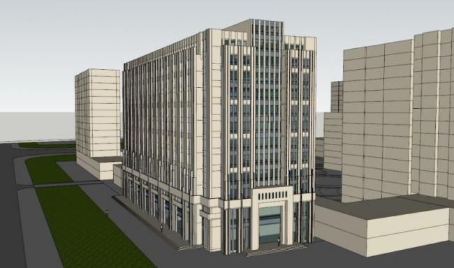 Sketchup办公模型|多层办公大楼，古典风格