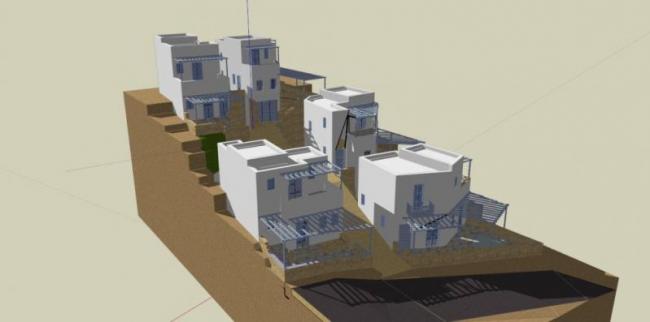 Sketchup住宅模型|多层坡地住宅区，地中海风格