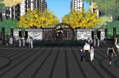 Sketchup景观模型|住宅景观，中式风格-BIM建筑网