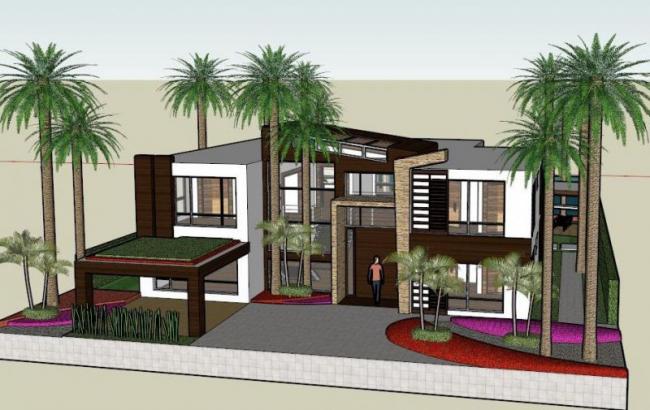 Sketchup住宅模型|花园洋房，现代风格