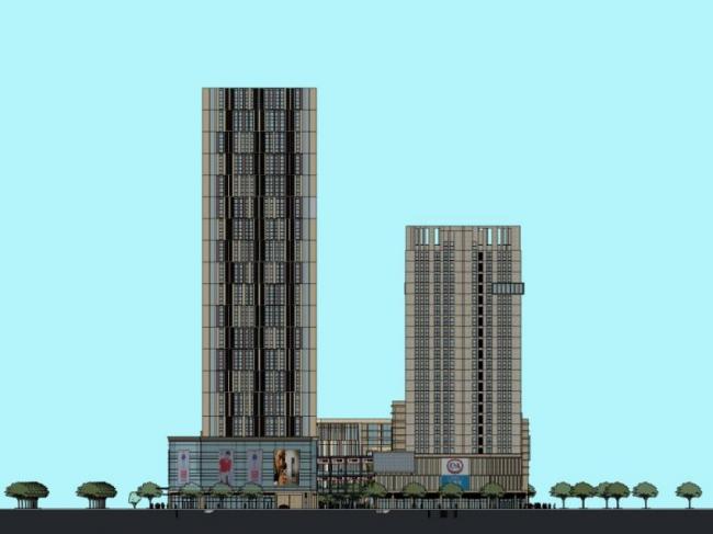 Sketchup综合体模型|多高层商业综合体，现代风格