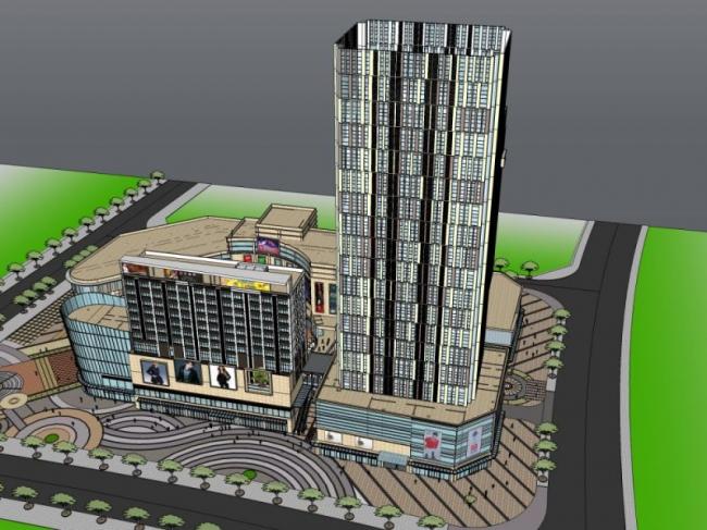 Sketchup综合体模型|多高层商业综合体，现代风格