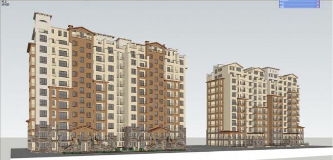 Sketchup住宅模型|高层住宅，西班牙风格，古典风格