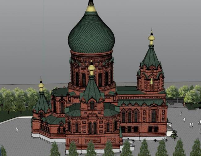 Sketchup文化模型|多层索菲亚教堂，东欧式，文化建筑，古典风格