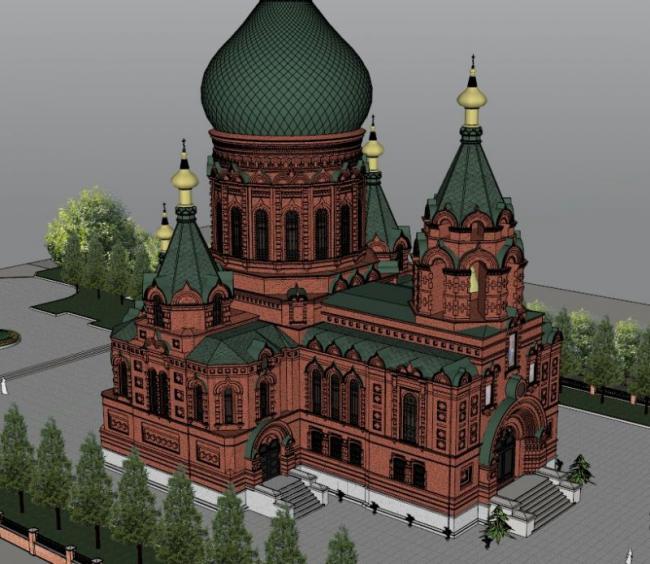 Sketchup文化模型|多层索菲亚教堂，东欧式，文化建筑，古典风格