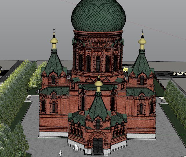 Sketchup文化模型|多层索菲亚教堂，东欧式，文化建筑，古典风格