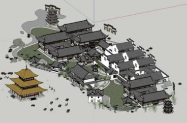 Sketchup古建筑模型|多层南方民居，古建筑群，中式风格-BIM建筑网