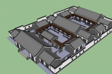 Sketchup住宅模型|四合院，中式风格-BIM建筑网