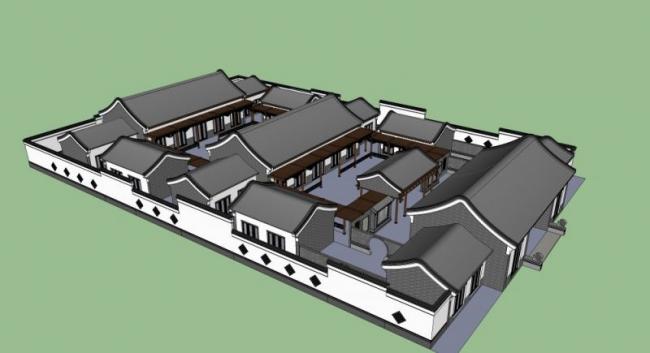 Sketchup住宅模型|四合院，中式风格