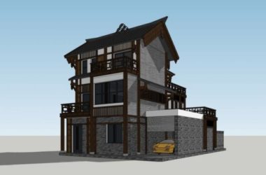 Sketchup住宅模型|多层民居，古建筑，中式风格-BIM建筑网