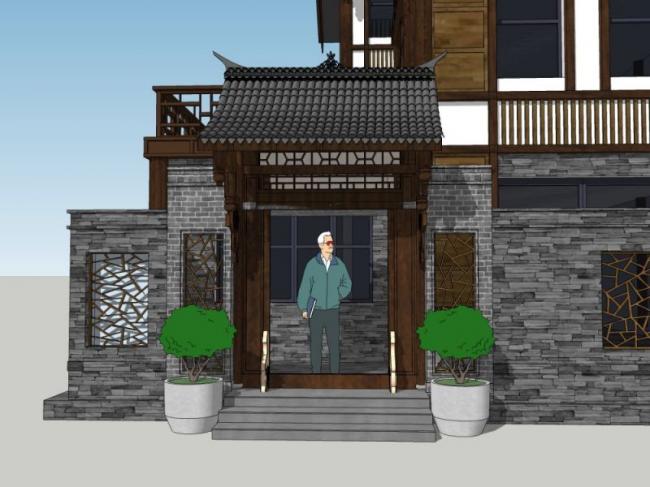 Sketchup住宅模型|多层民居，古建筑，中式风格