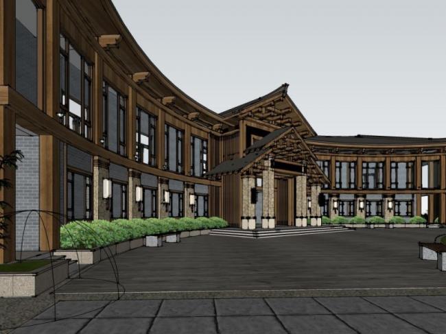 Sketchup酒店模型|酒店，中式风格