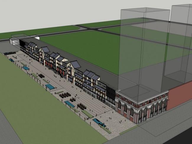 Sketchup商业模型|多层商业街，现代中式风格