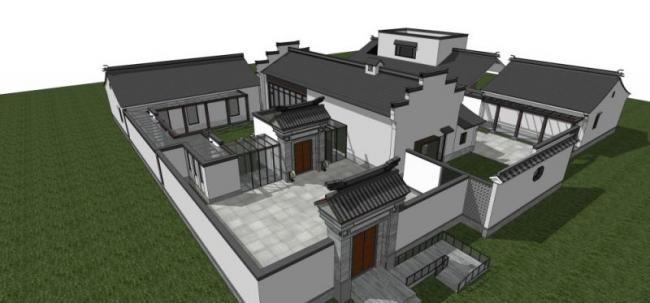 Sketchup文化模型|多层书院，文化建筑，中式风格