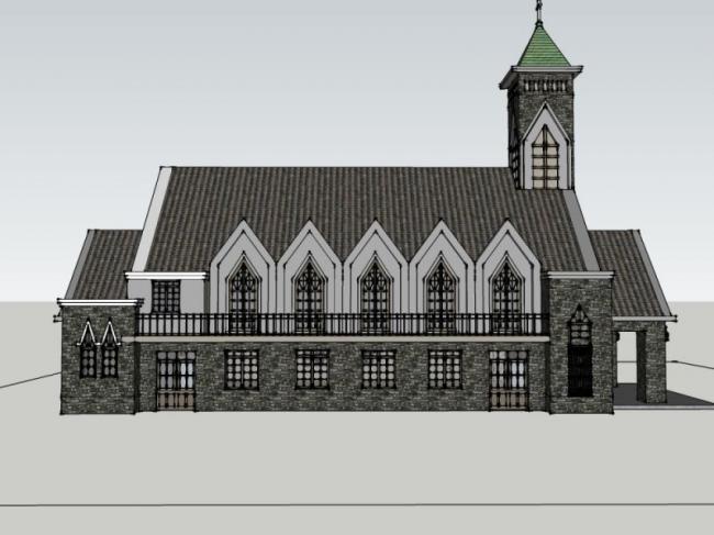 Sketchup文化模型|多层教堂，文化建筑，古典风格
