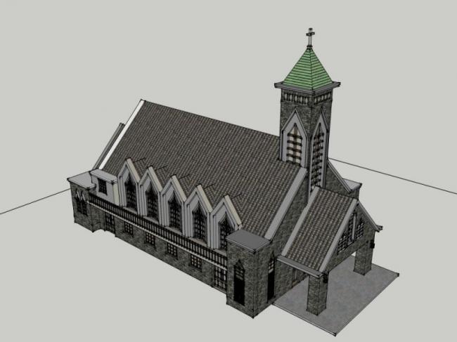 Sketchup文化模型|多层教堂，文化建筑，古典风格