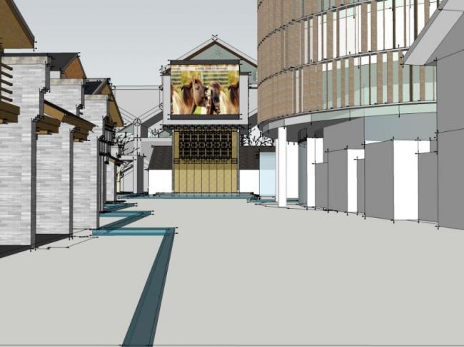 Sketchup商业模型|多层商业街，现代中式风格