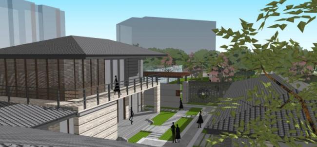 Sketchup商业模型|多层会所，现代中式风格