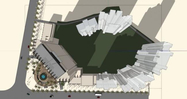 Sketchup办公模型|高层办公，底层商业，现代风格