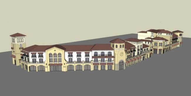 Sketchup商业模型|多层商业街，欧式西班牙，古典风格