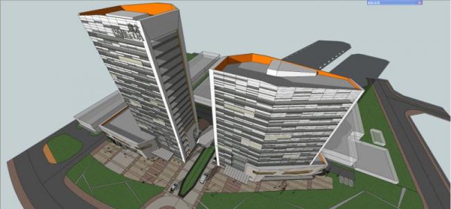 Sketchup商业模型|高层商业综合楼，现代风格