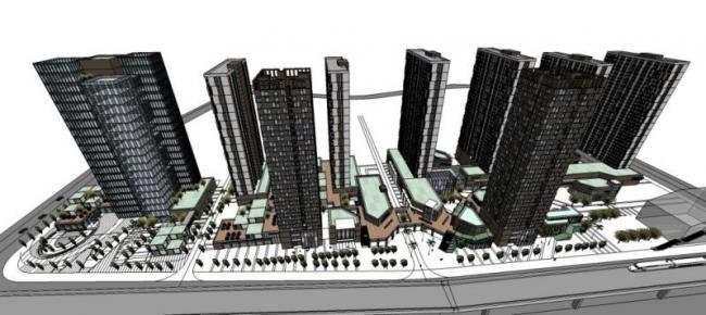 Sketchup综合体模型|高层商业综合体，现代风格