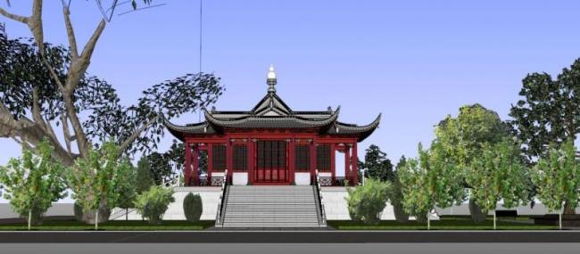 Sketchup古建筑模型|多层殿堂复杂屋顶的殿堂，中式风格，古建筑