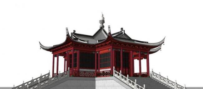 Sketchup古建筑模型|多层殿堂复杂屋顶的殿堂，中式风格，古建筑